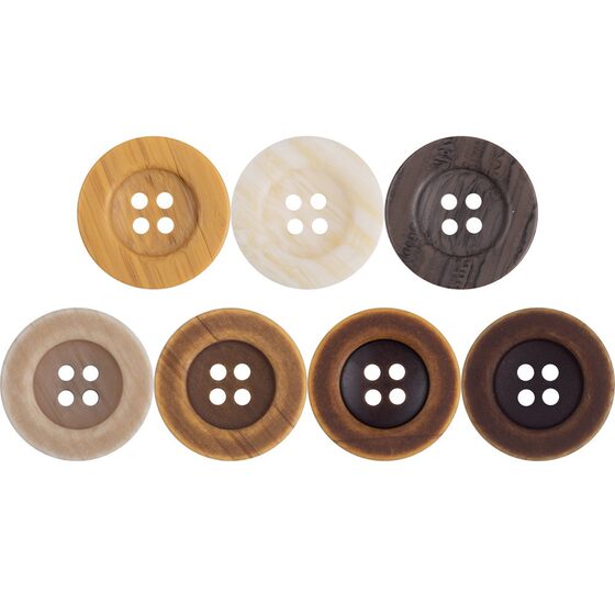 Yellow imitation wood grain wide edge resin button khaki off-white yellow curry dark brown black curry vintage button