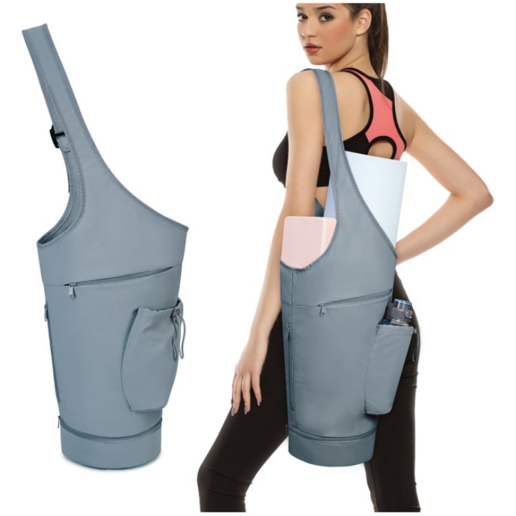Borsa per tappetino yoga, borsa lunga con apertura grande per tappetino yoga, tasca impermeabile e borsa per bottiglia d'acqua con coulisse_voghion.com