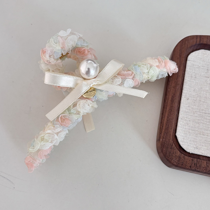 Horquilla de malla con forma de flor fantasma, tocado, pinza para sujetar el cabello con encaje de perlas, lazo para la cabeza, espiral para la parte posterior de la cabeza, cuerda para el cabello_voghion.com