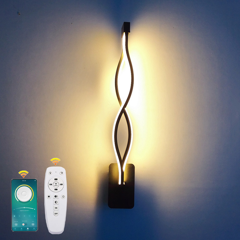 Светодиодный настенный светильник Nordic Simple Creative Wave 2,4 г Bluetooth Трехцветная температура пульт дистанционного управления настенный светильник прикроватный декоративный светильник