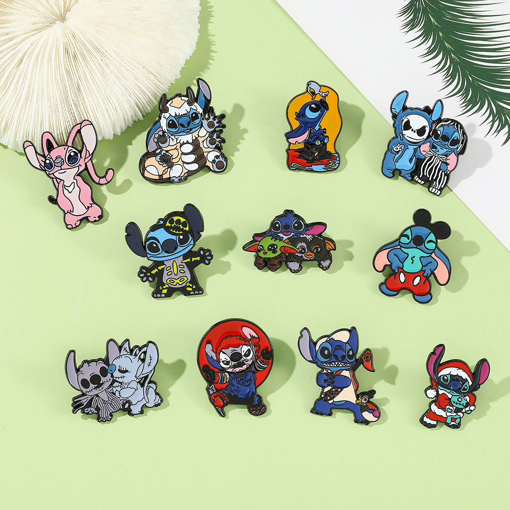 Cross-border Explosions Stitch Brooch Cartoon Animation Winnie the Pooh Black Witch Tigger Badge Pin