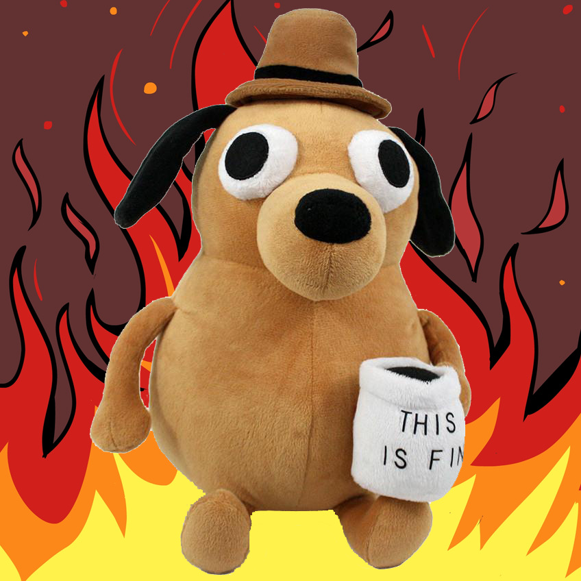Clearance This is Fine Dog Coffee Dog Plush Toy Wholesale Cute Doll Doll