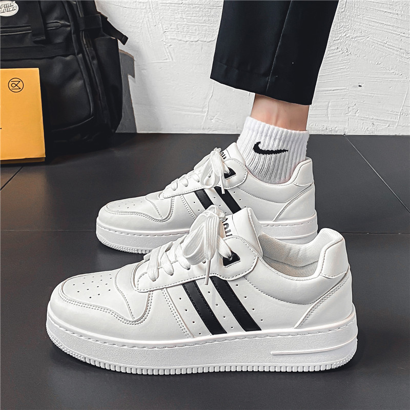 Sneakers men's autumn new leather breathable sports casual shoes all-matching trendy all-matching white shoes for teenagers and students