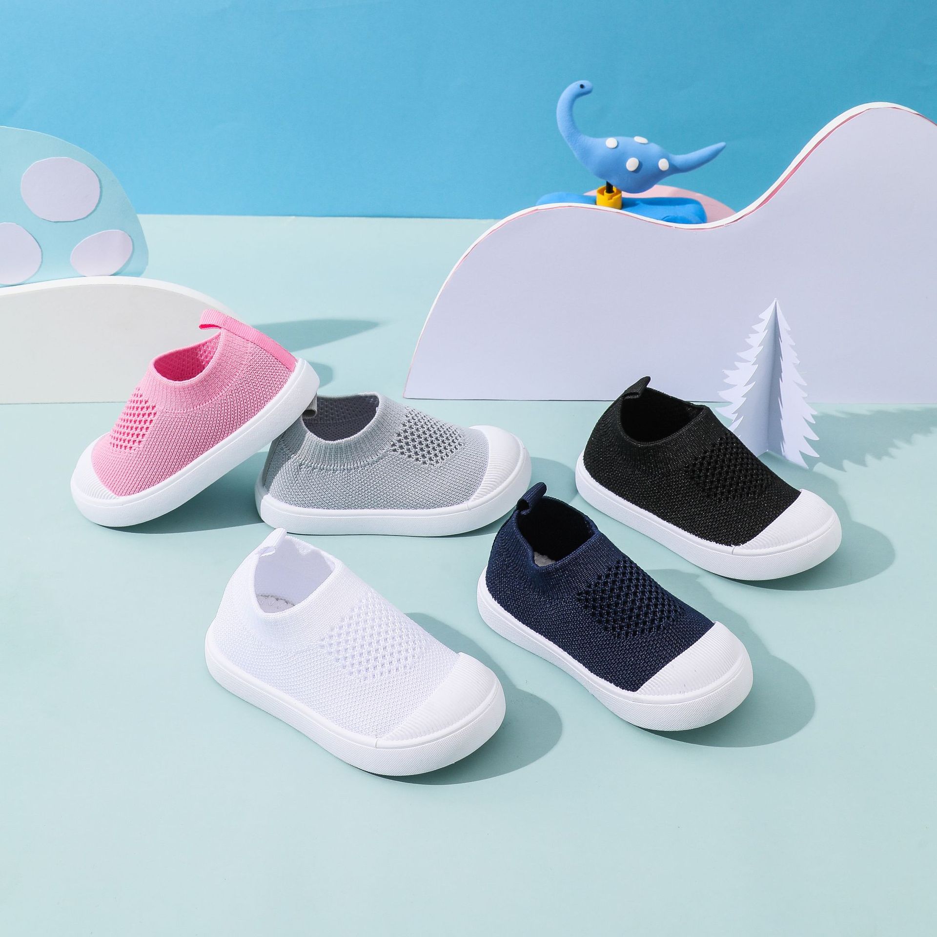 Baby toddler shoes fly woven breathable non-slip socks shoes soft soled indoor shoes for boys and girls children kindergarten cross-border generation