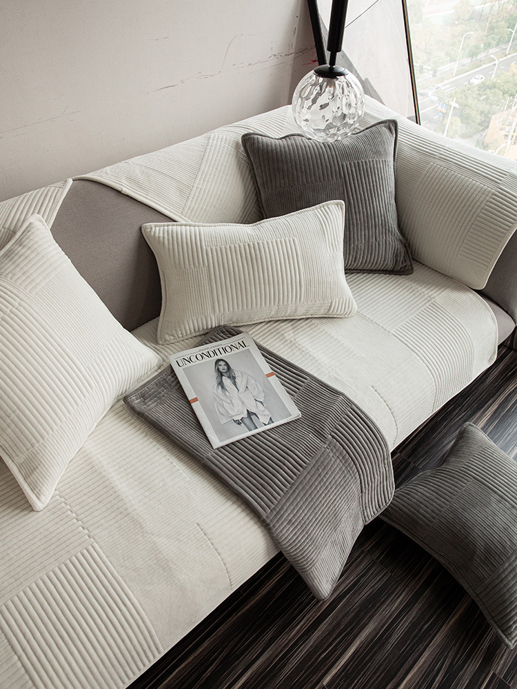 Nordic ins Milk White Fashion Sofa Cushion Non-Slip Sofa Cover Cover Towel Autumn and Winter Four Seasons Combination Sofa Cushion