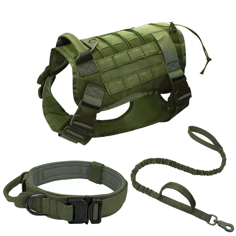 In stock dog tactical collar training large dog big dog chest harness dog leash outdoor dog walking vest clothes
