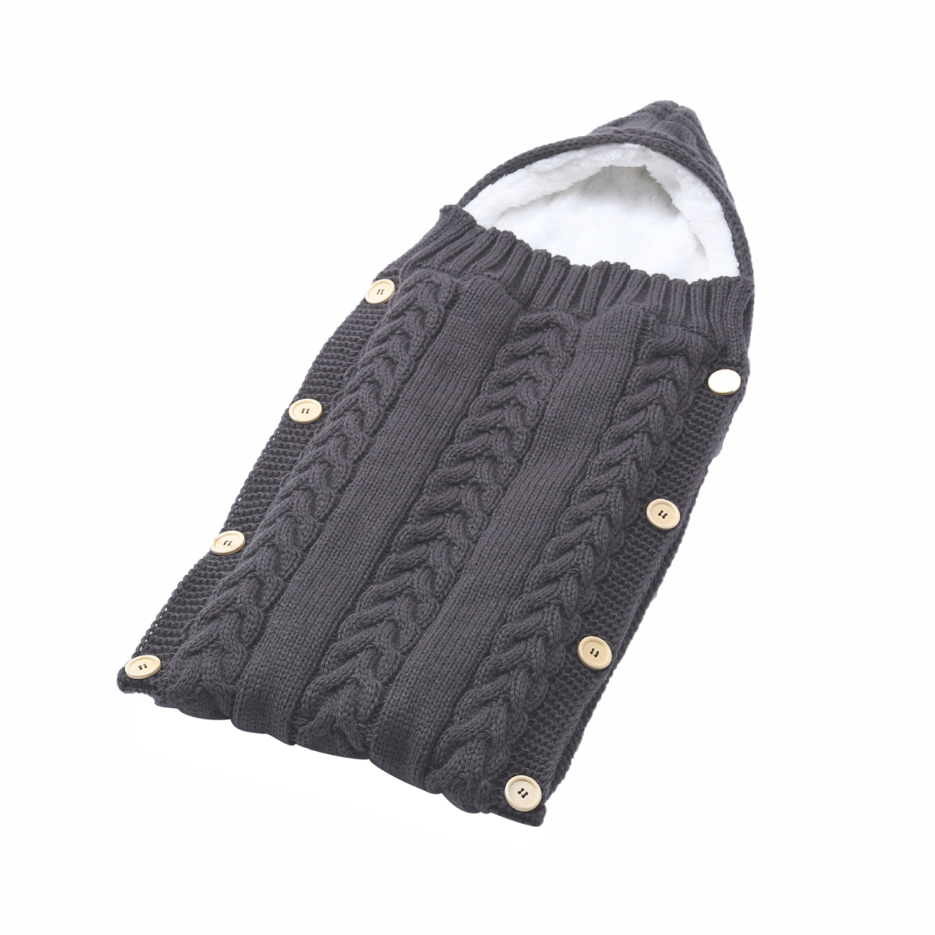 European and American Knitted Baby Sleeping Bag Hooded Button Autumn and Winter Thickened Cart Sleeping Bag Cute Props