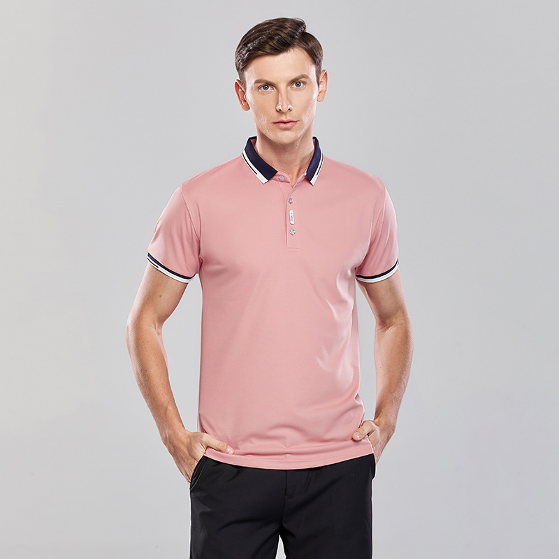 180g lapel short sleeve polo shirt comfortable breathable slit in stock casual solid color summer fit thin