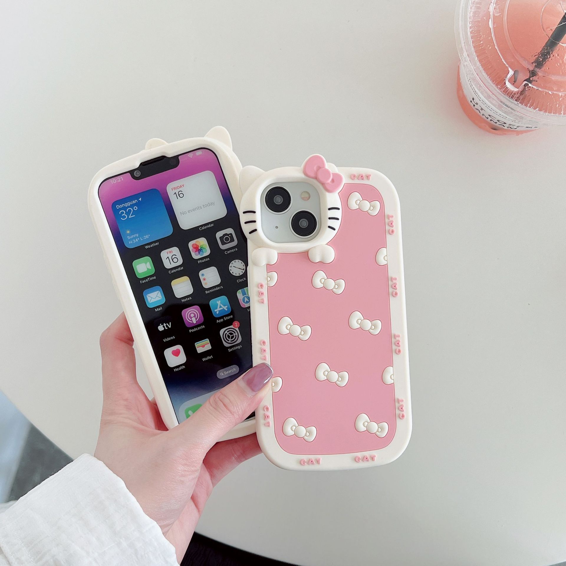 Japanese and Korean Bowknot Lens for Cat iPhone 14Pro max Apple 12 Phone Case 11 Japanese and Korean 1 Silicone