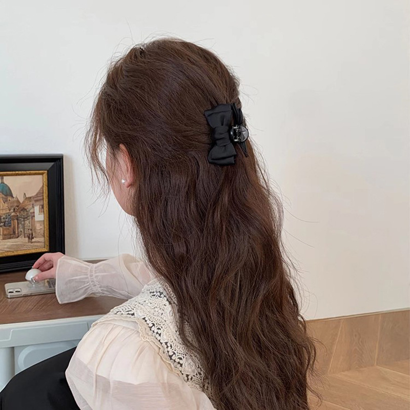 Black bow Princess head clip small size female side forehead bangs hairpin headdress Internet celebrity 2023 New