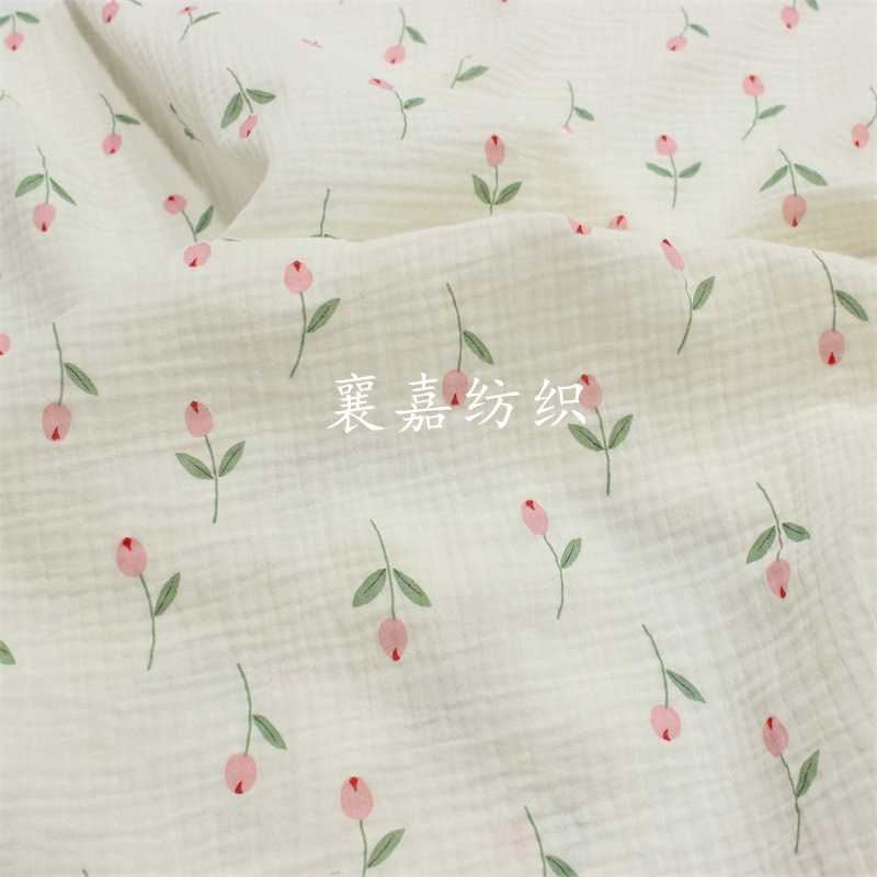 Double-layer Cotton Gauze Crepe Small Floral Fabric Baby Clothing Home Clothing Bedding Fabric