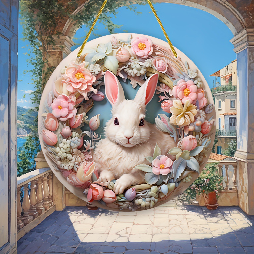 Easter Valentine's Day colored bunny acrylic disc pendant window decoration porch with chain tag outdoor decorations
