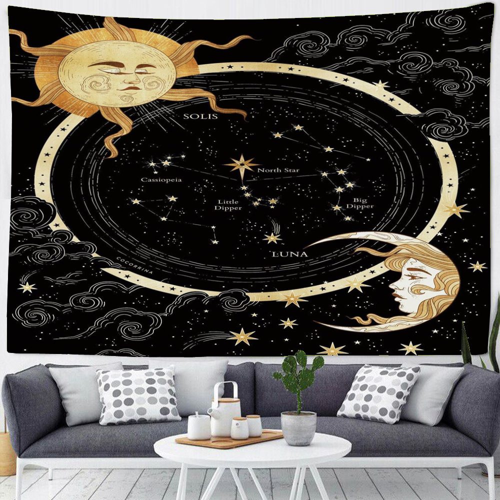 Amazon Tapestry Cross-border Trade ins Hanging Viking Crow Meditation Gypsy Psychedelic Tarot Background Cloth