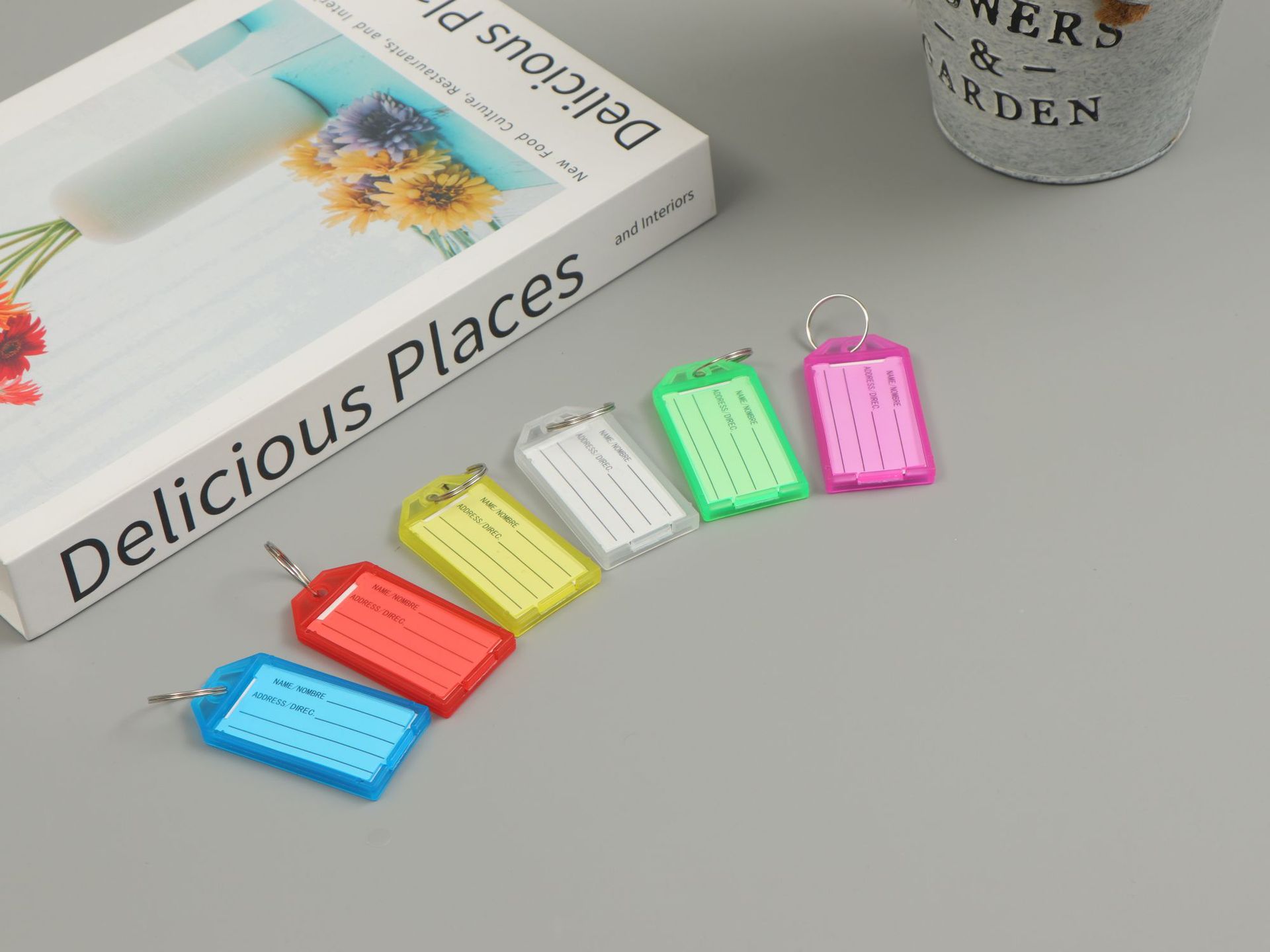 Colorful transparent plastic key card convenient classification key chain double-sided mark number plate hotel key card
