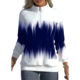 European and American Women's Clothing Amazon Independent Station New Gradual Color Printing Collar Zipper Long Sleeve Winter Half-high Collar Sweater