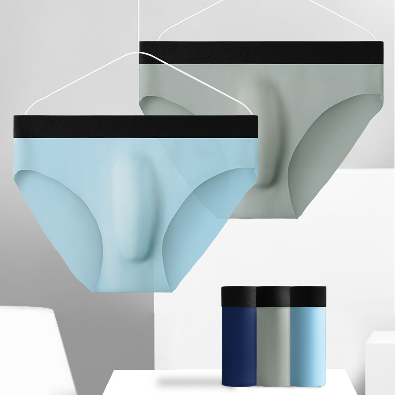 Men's Underwear Men's Ice Silk Traceless Breathable Ultra-thin Briefs Summer Ice Cool Soft and Comfortable Underpants for Boys