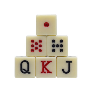 16mm square angle yellow acrylic 16 JQK color Spanish poker dice ivory JQK