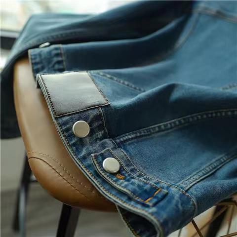 Contrast Color Zipper Denim Jacket Women's New 2023 Early Spring Retro Fashion All-match Short Jacket for Petite Spring and Autumn
