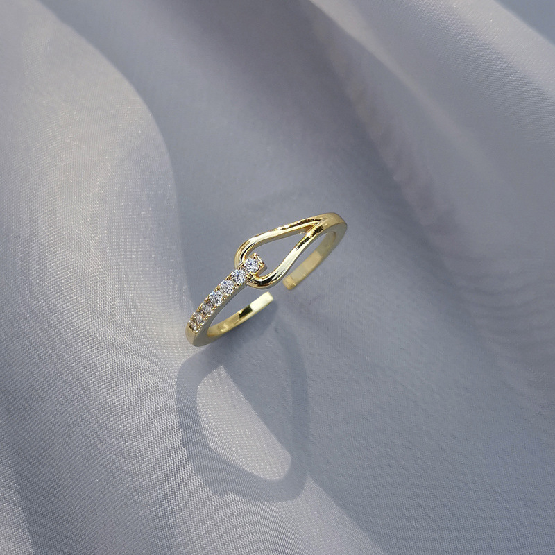 Simple Elegant Cross Ring Women's Light Luxury Rack Diamond Zircon Ring Korean Internet Celebrity Opening Adjustable Diet Ring