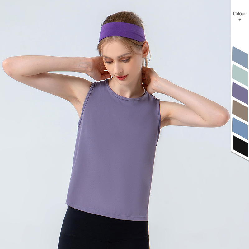 Spring and Summer New Yoga Sports Vest Women's Round Neck Loose Breathable Sleeveless Top Running Quick-drying Blouse Fitness Wear