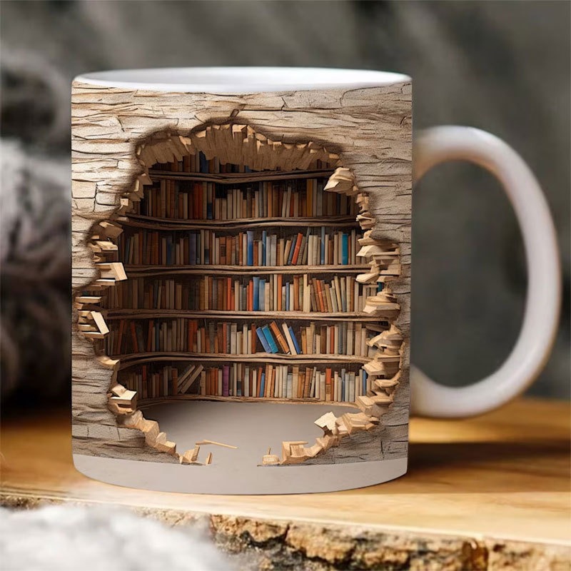Cross-border new ceramic 3D Bookshelf Mug creative space design multi-purpose Mug