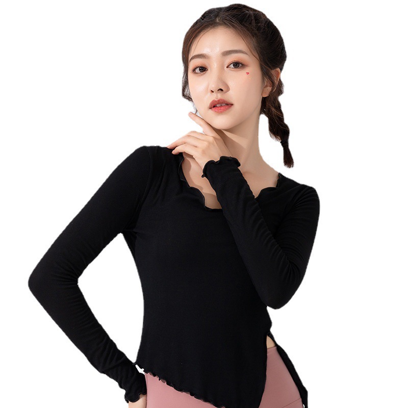 ヨガ服女性長袖ガードル秋冬タイプのフィットネス服ランニングシャツ上着運動長袖tシャツ|undefined