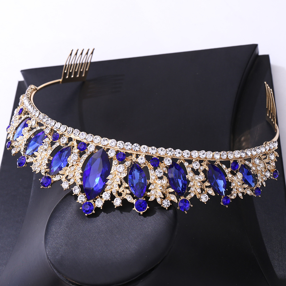 European and American bridal crown headdress alloy diamond crown wedding accessories hair comb wedding gifts cross-border hot sale
