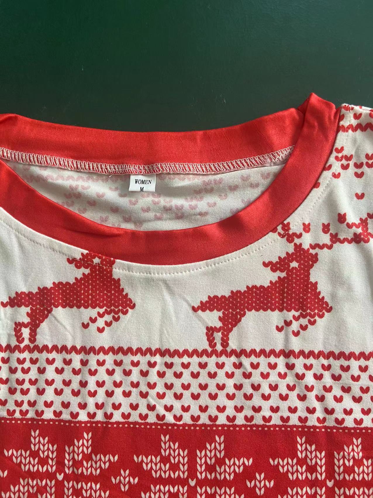 Europe and the United States cross-border new Amazon AliExpress hot Christmas red and white contrast color parent-child casual home clothes