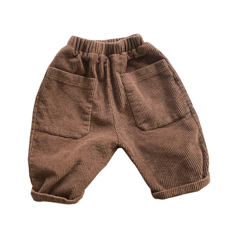 Boys' Corduroy Pants Children's Korean-style Spring Trousers for Kids and Baby Girls Casual Loose Pants