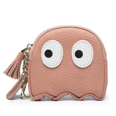 Cartoon Cute Coin Purse Leather Coin Bag Mini Niche Design Korean ins Soft Top Layer Cowhide Coin Purse