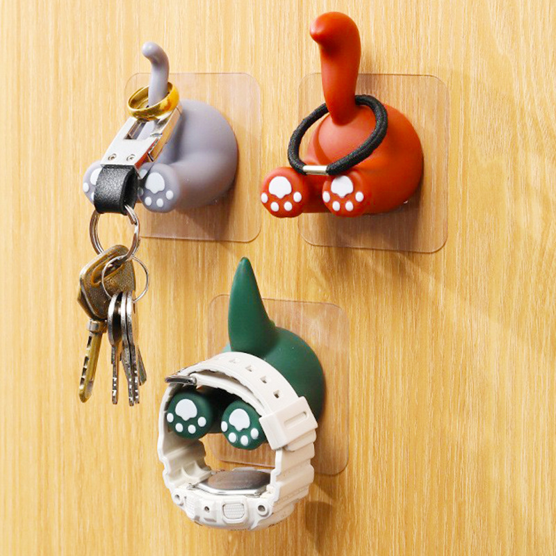 Cartoon Animal Hook Seamless Punch-free Plug Holder Door Hanging Key Hook Bathroom Cute Toothbrush Hanger