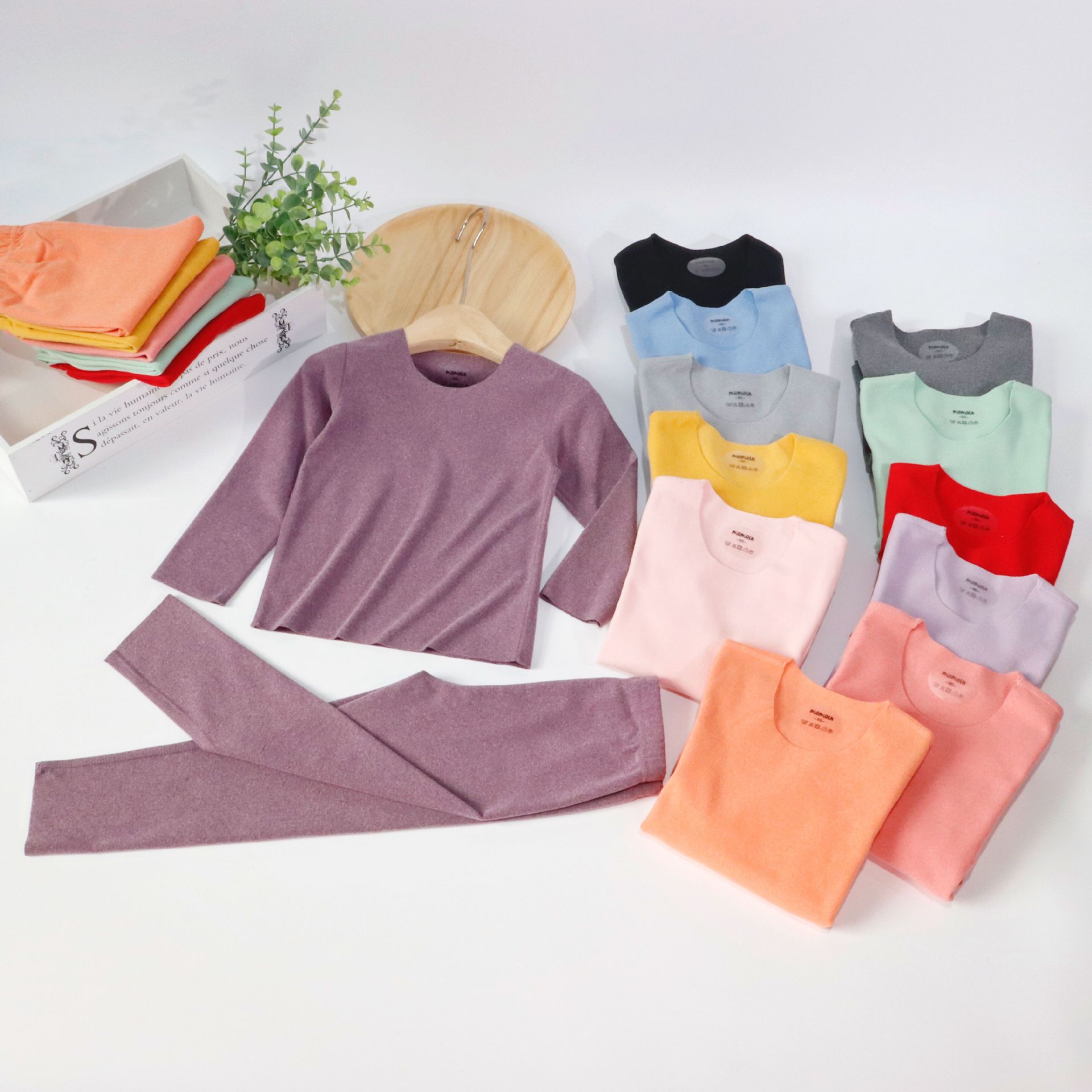German velvet children's thermal underwear parent-child home clothes baby suit large children's bottoming shirt men's and women's autumn clothes autumn pants