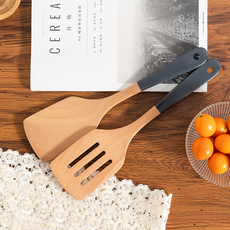 Spatula frying shovel household cooking utensils non-stick pan Wooden Shovel long handle stir-frying shovel wooden shovel soup spoon solid wood shovel