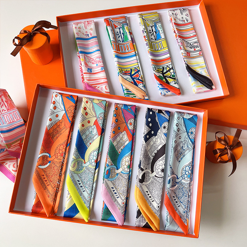 Silk Scarf Tie Bag 2023 Spring and Summer New Scarf Bag Decoration All-match Small Long Hair Band Ribbon Hair Band Wrapping Bag