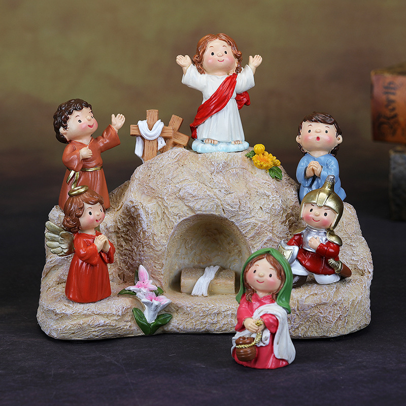 Cross-border cartoon Jesus sun scene decoration Christmas Easter gift indoor decoration resin crafts