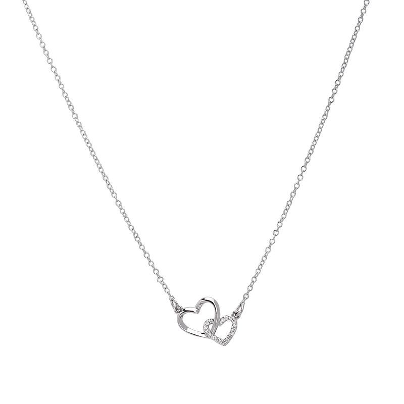 Ladies necklace,Interlocking heart collarbone chain, light luxury sweet and cool, pendant