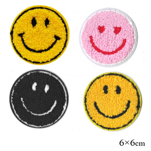 Factory direct supply towel embroidery chapter round smiley face cloth sticker logo shoes decoration accessories accessories