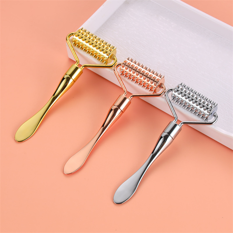 Suit zinc alloy micro needle facial massage stick face cream spoon stick micro needle roller spoon facial special import face slimming instrument