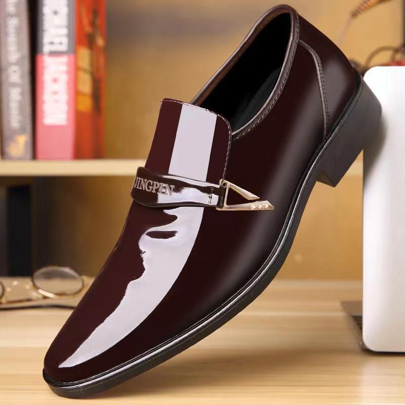 2024 autumn new men's leather shoes Korean fashion casual shoes bright face patent leather business men's shoes cross-border wholesale