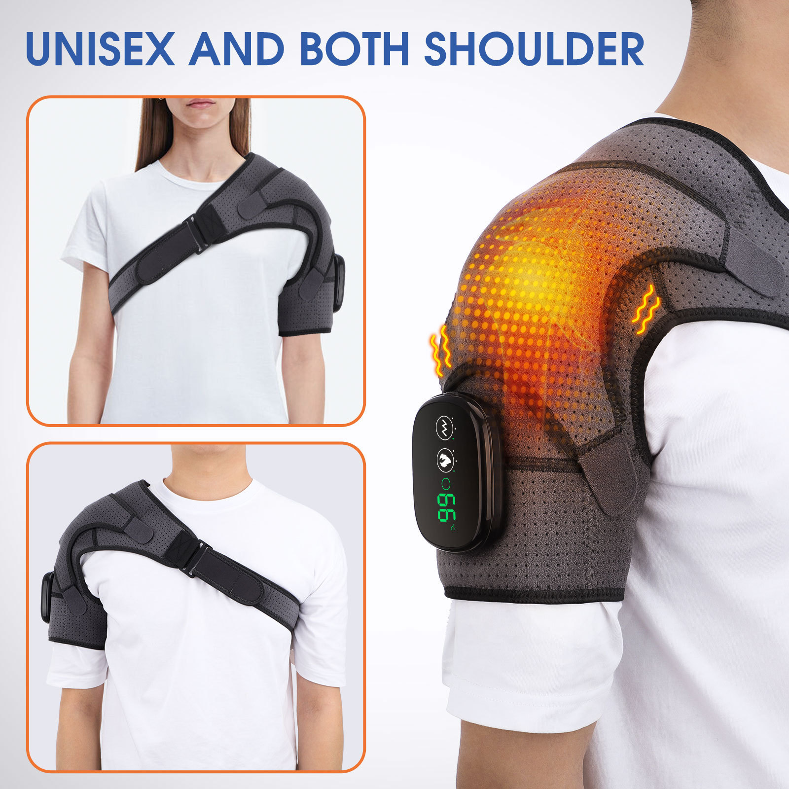 Touch Screen Controller Hole Shoulder Pad Electric Heating Shoulder Pad Middle-aged and Elderly Neck Shoulder Joint Strain Heating Vibration Massager