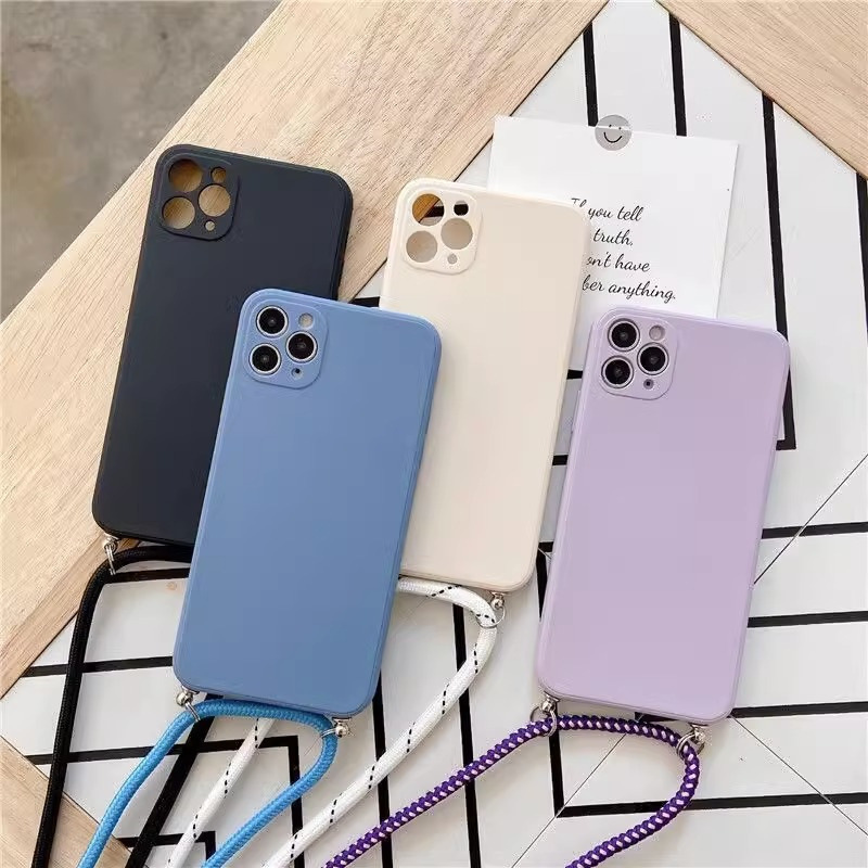 高檔液態硅膠適用iPhone15手機殼蘋果14pm斜挎繩13/12防摔11軟殼x