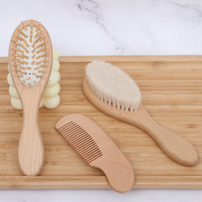 Beech Wool Brush Baby Brush Bath Brush Air Capsule Comb Massage Air Cushion Comb Beech Wool Flat Comb Hair Comb Massage Wooden Comb