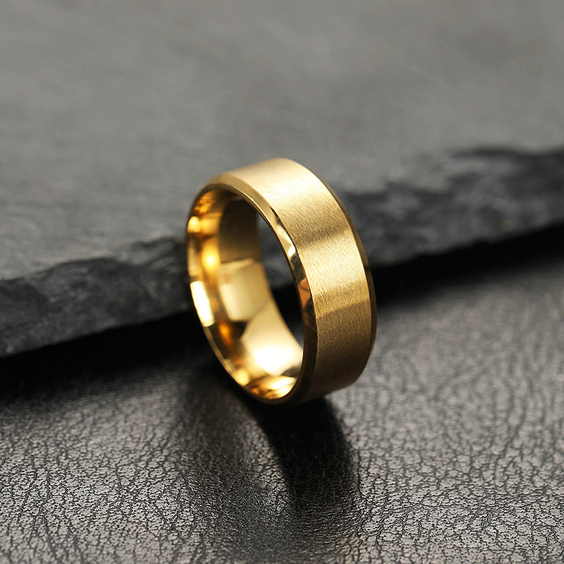 European and American cross-border stainless steel ring men's 8mm fashion simple matte wide-faced titanium steel jewelry manufacturers wholesale