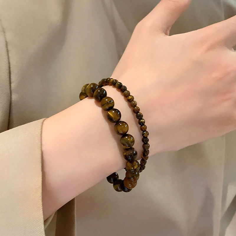 Broken silver tiger eye stone spliced ​​beaded bracelets for women, autumn and winter niche retro handwear, student couple personalized bracelets