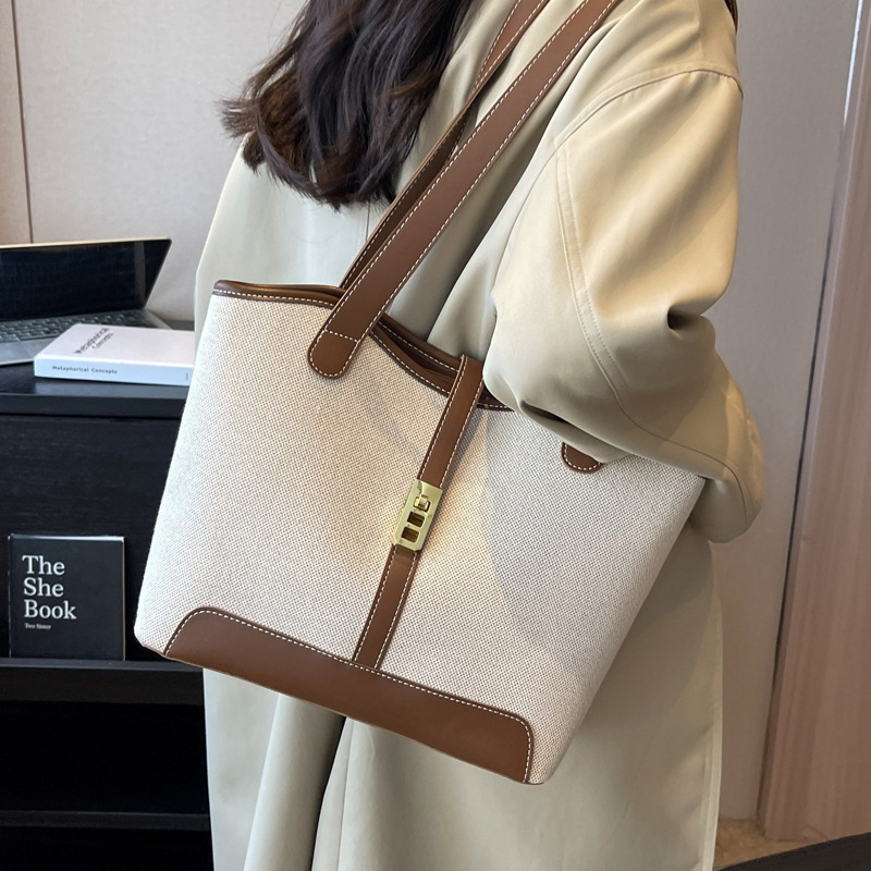 Canvas Bag 2023 New Fashion Contrast Popular Shoulder Handbag Summer Casual All-match Crossbody Bucket Bag