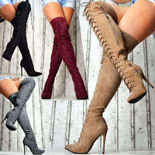 wish Foreign Trade 2020 Autumn and Winter Sexy Thin Heel Super High Heel Pointed 40-43 Over-the-Knee Women's boots boots