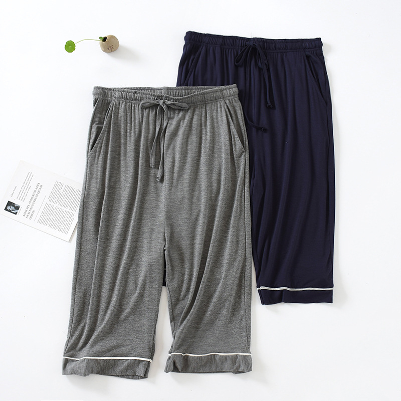 Men's Modal Capri Pants Pajama Pants Summer Large Size Elastic Home Pants Thin Loose Sports Pajama Pants Air Conditioning Pants