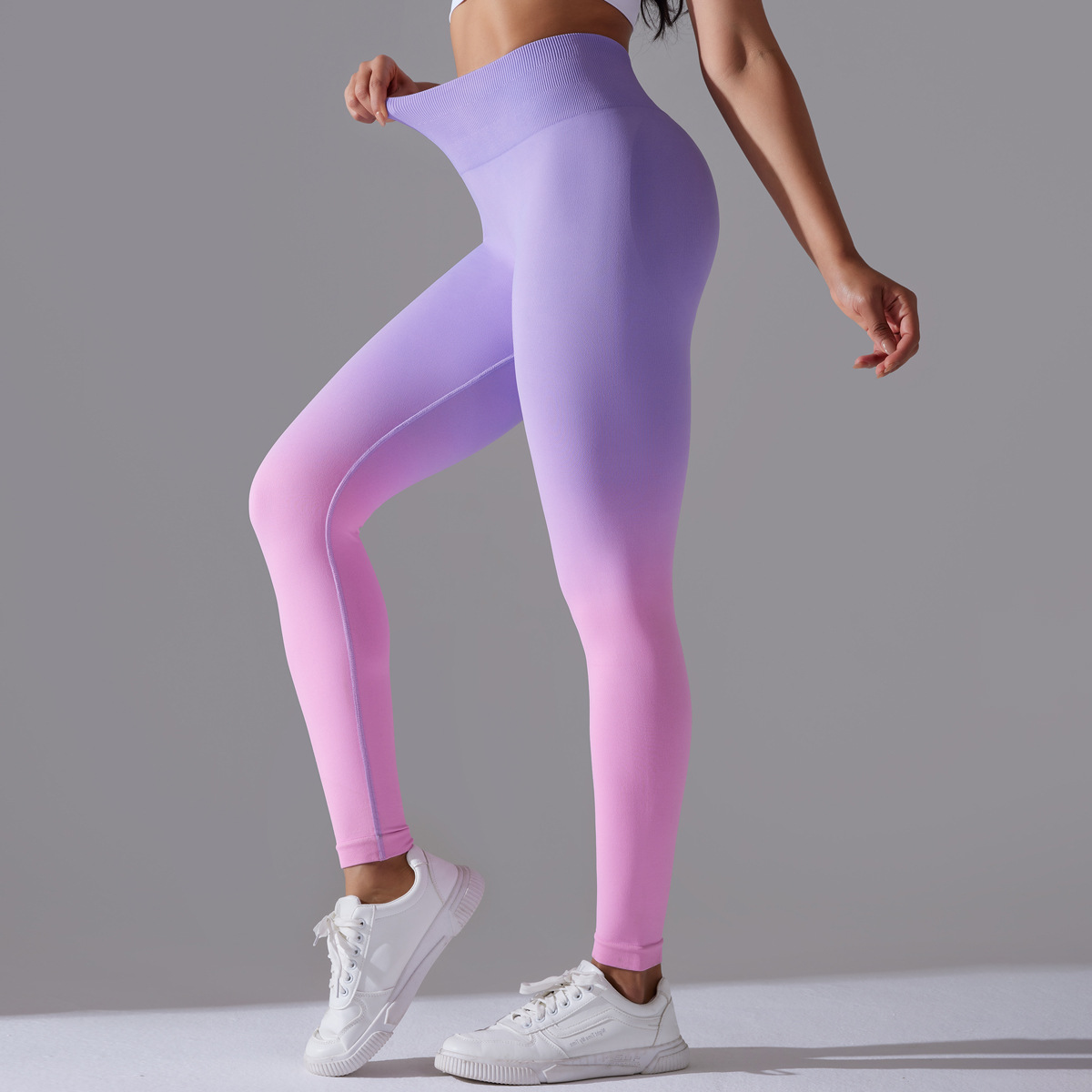 Amazon new seamless gradient color yoga running fitness trousers tight hip lifting sports pants quick-drying yoga pants