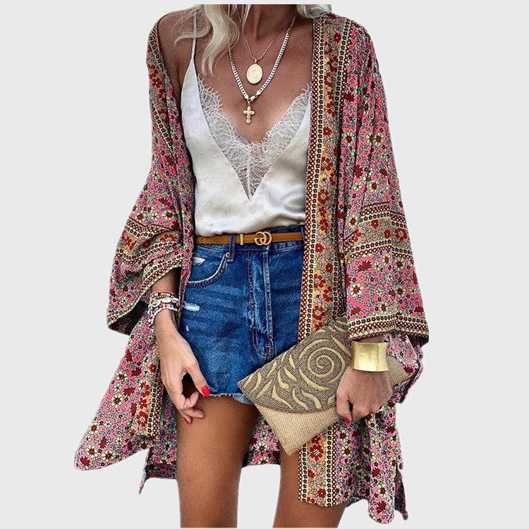 2025 Cross-border European and American Women's Clothing Spring and Summer New Four-sided Elastic Casual V-neck Printed Pleated Women's dress