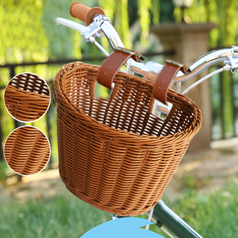 Woven Storage Basket Scooter Toddler Children's Bicycle Basket Vegetable Basket Rattan Basket Large and Small Size Car Basket